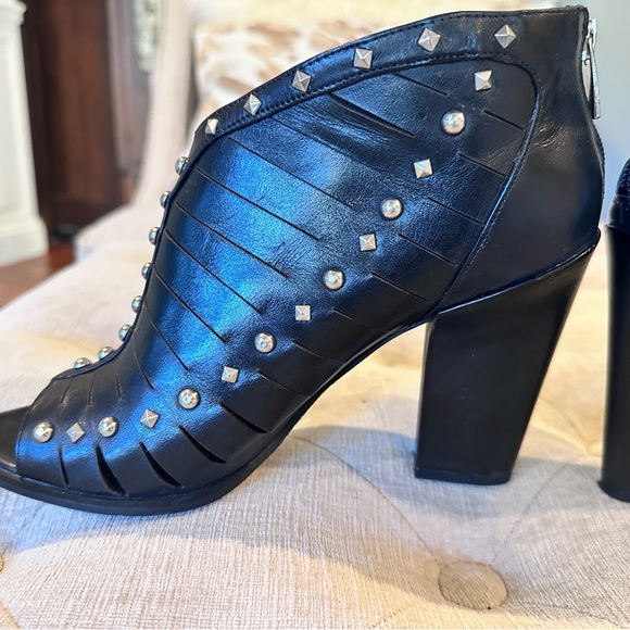 Marc Fisher Black Ankle Boots with Silver Studs - Picture 10 of 14